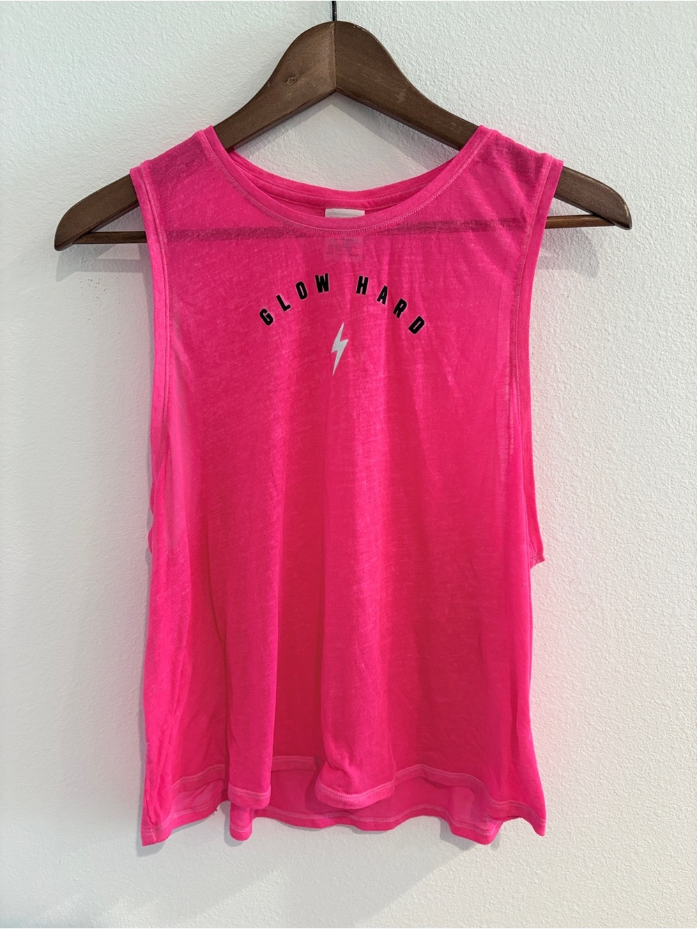 PINK Victoria's Secret Neon Pink 'Glow Hard' Muscle Tee